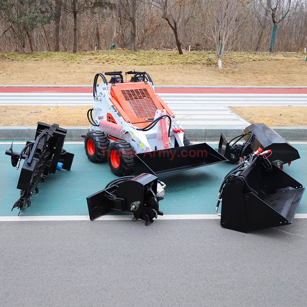 Burly 380A Stand Up Skid Steer - 4x4 Wheeled - 23HP -  Mini Skid Steer from Trade-Army.com