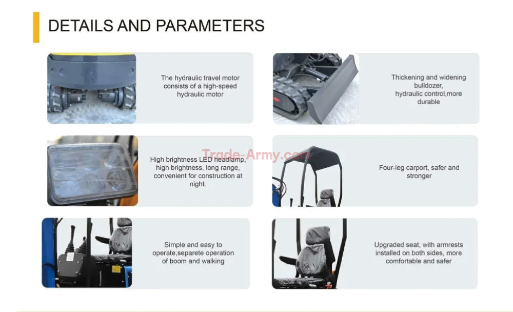 Mini 1.0 Ton Excavator - Mini Excavators - Pre order - USA Stock - Excavator from BurlyHE.com