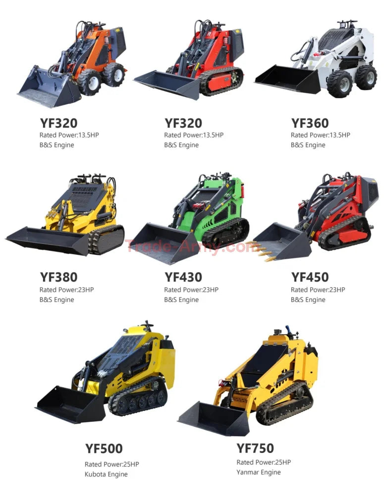 Standup Skid Steer - 23hp B&S Vanguard Engine - Burly380 - Pre order -  Mini Skid Steer from Trade-Army